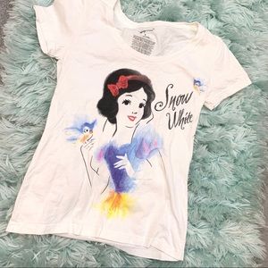 Disney Snow White Watercolor White Top T-Shirt S